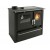 Hout fornuis Verso CS Plus met roestvrijstalen oven en keramische kookplaat, Zwart, Links, 7.7kW