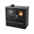 Hout fornuis Verso CS Plus met roestvrijstalen oven en stalen kookplaat, Zwart, Links, 7.7kW