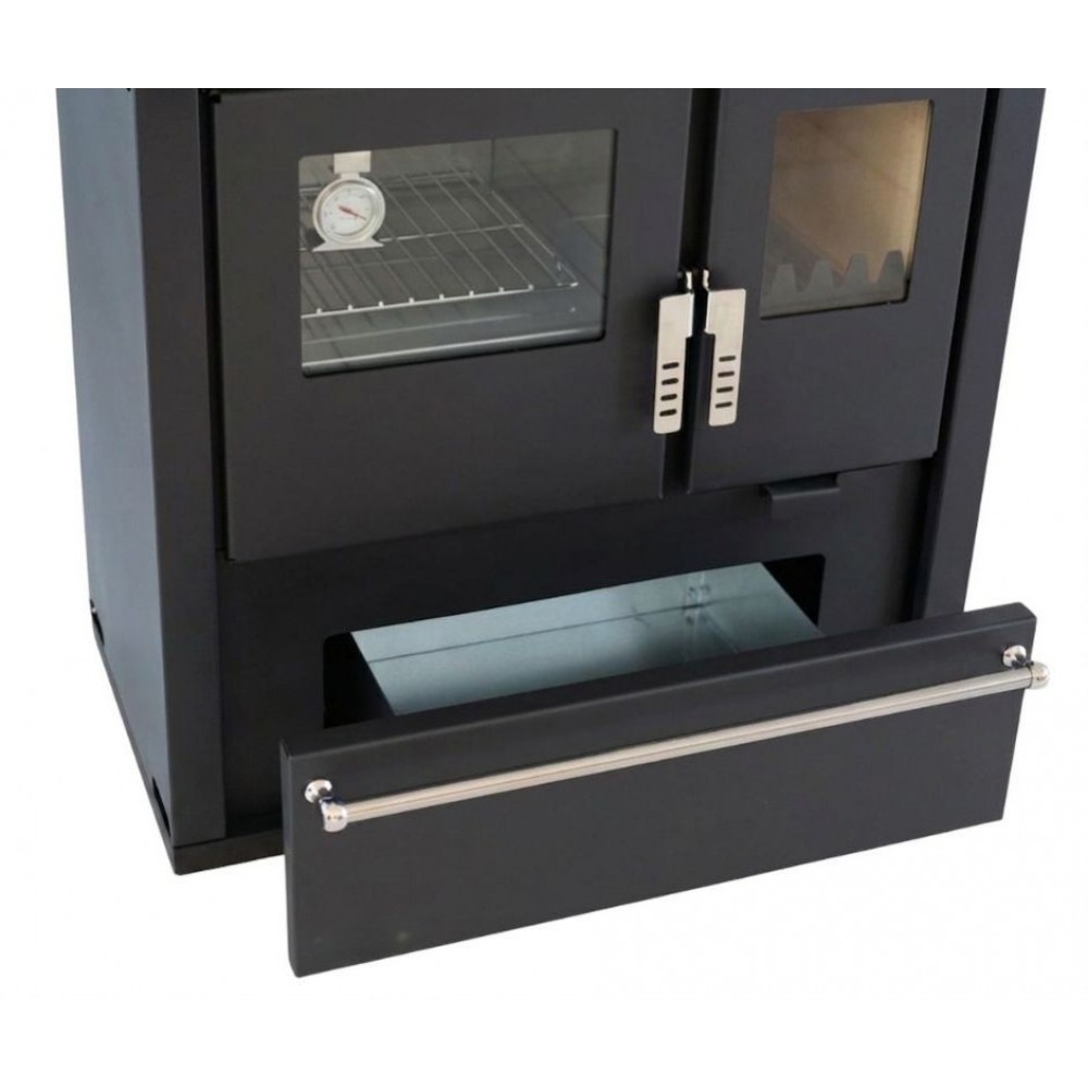 Hout fornuis Verso CS Plus met roestvrijstalen oven en keramische kookplaat, Zwart, Links, 7.7kW | Houtkachels met oven | Houtkachels |