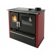 Hout fornuis Verso CS Plus met roestvrijstalen oven en keramische kookplaat, Rood, Rechts, 7.7kW | Houtkachels met oven | Houtkachels |
