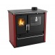 Hout fornuis Verso CS Plus met roestvrijstalen oven en stalen kookplaat, Rood, Rechts, 7.7kW | Houtkachels met oven | Houtkachels |