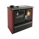 Hout fornuis Verso CS Plus met roestvrijstalen oven en keramische kookplaat, Rood, Links, 7.7kW | Houtkachels met oven | Houtkachels |