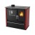 Hout fornuis Verso CS Plus met roestvrijstalen oven en stalen kookplaat, Rood, Links, 7.7kW