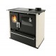 Hout fornuis Verso CS Plus met roestvrijstalen oven en keramische kookplaat, Ivoor, Rechts, 7.7kW | Houtkachels met oven | Houtkachels |