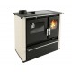 Hout fornuis Verso CS Plus met roestvrijstalen oven en keramische kookplaat, Ivoor, Links, 7.7kW | Houtkachels met oven | Houtkachels |