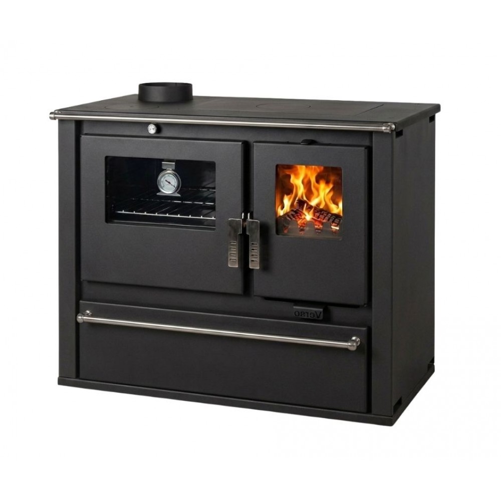 Hout fornuis Verso CS Plus met stalen oven en stalen kookplaat, Zwart, Links, 7.7kW | Houtkachels met oven | Houtkachels |