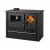 Hout fornuis Verso CS Plus met stalen oven en stalen kookplaat, Zwart, Links, 7.7kW