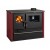 Hout fornuis Verso CS Plus met stalen oven en stalen kookplaat, Rood, Rechts, 7.7kW