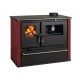 Hout fornuis Verso CS Plus met stalen oven en stalen kookplaat, Rood, Rechts, 7.7kW | Houtkachels met oven | Houtkachels |