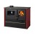 Hout fornuis Verso CS Plus met stalen oven en stalen kookplaat, Rood, Links, 7.7kW