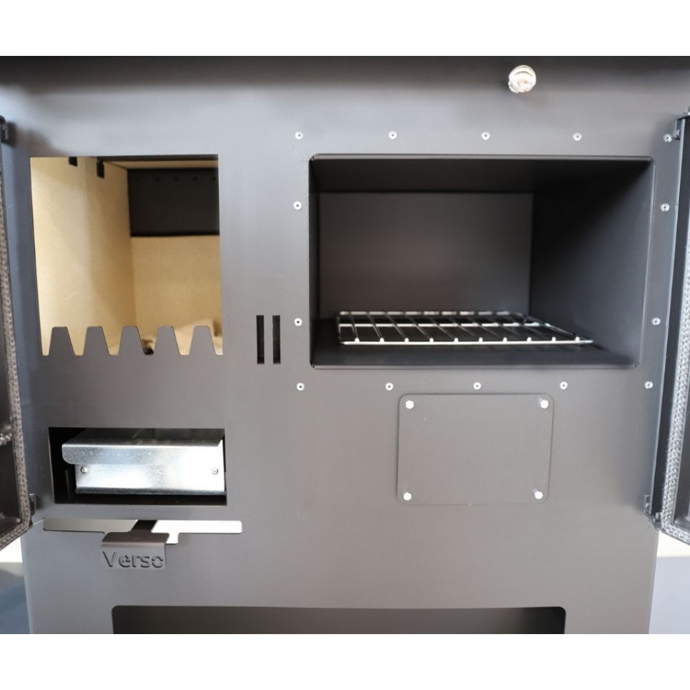Hout fornuis Verso CS Plus met stalen oven en stalen kookplaat, Ivoor, Rechts, 7.7kW | Houtkachels met oven | Houtkachels |