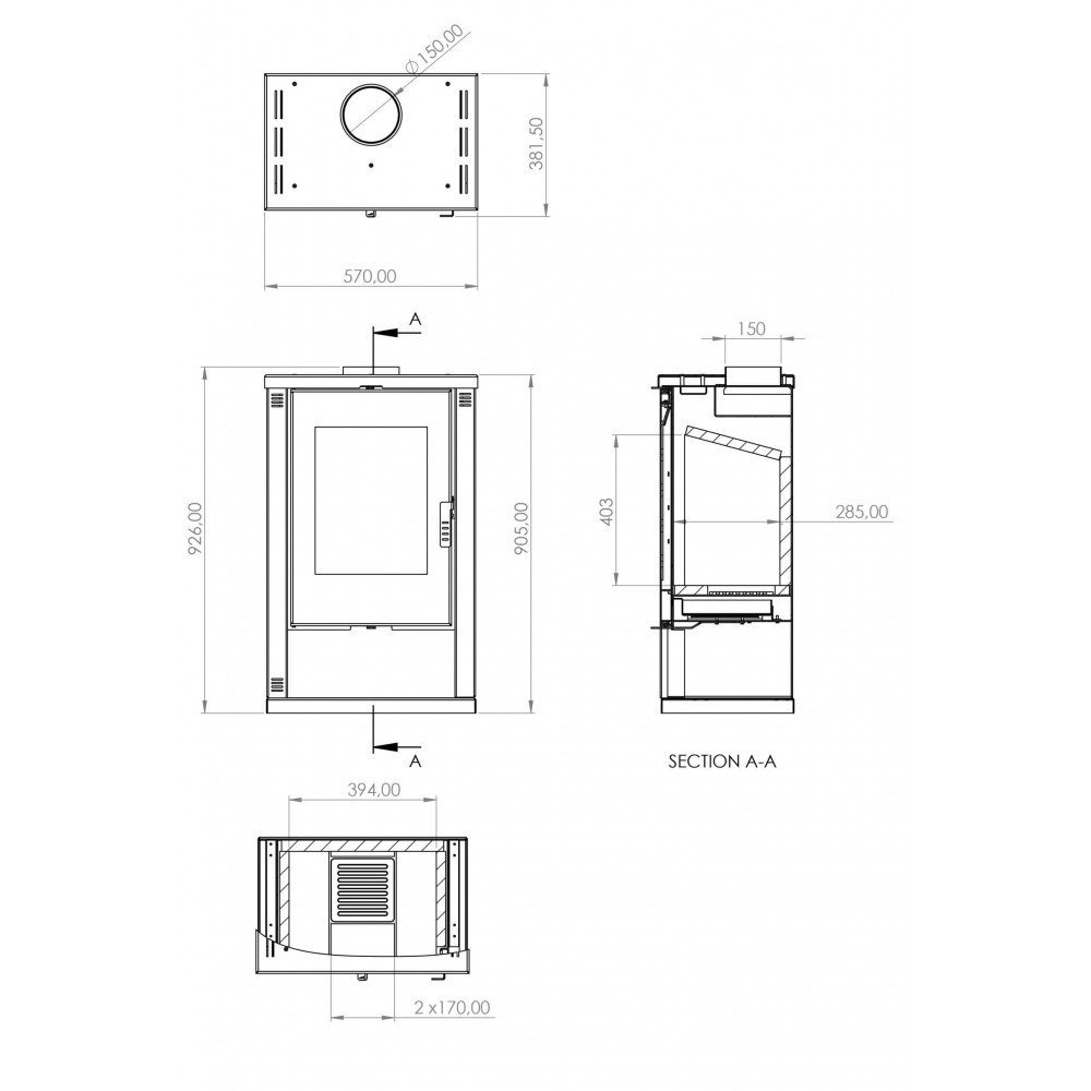 Houtkachel Verso Lheia Bordeaux, 7.5 kW | Houtkachels |  |