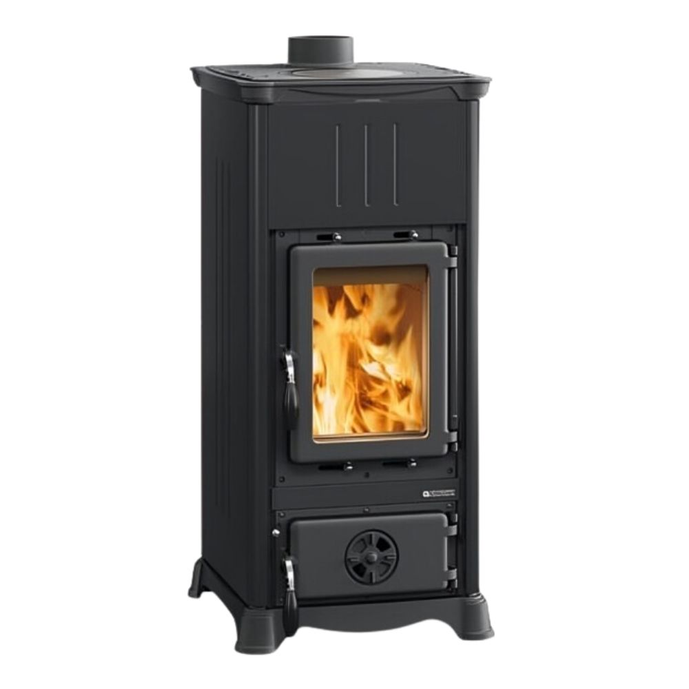 Italiaanse houtkachel met kookplaat La Nordica Emiliana zwart, 6.5kW |  |  |