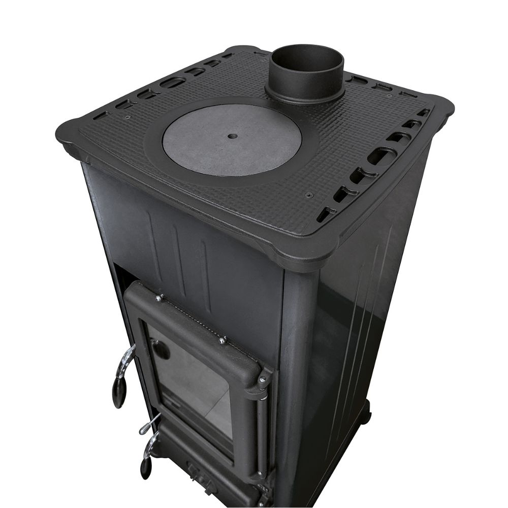 Italiaanse houtkachel met kookplaat La Nordica Emiliana zwart, 6.5kW |  |  |