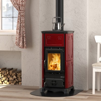 Italiaanse houtkachel met kookplaat La Nordica Emiliana, rood, 6.5kW - Italiaanse houtkachels en haarden