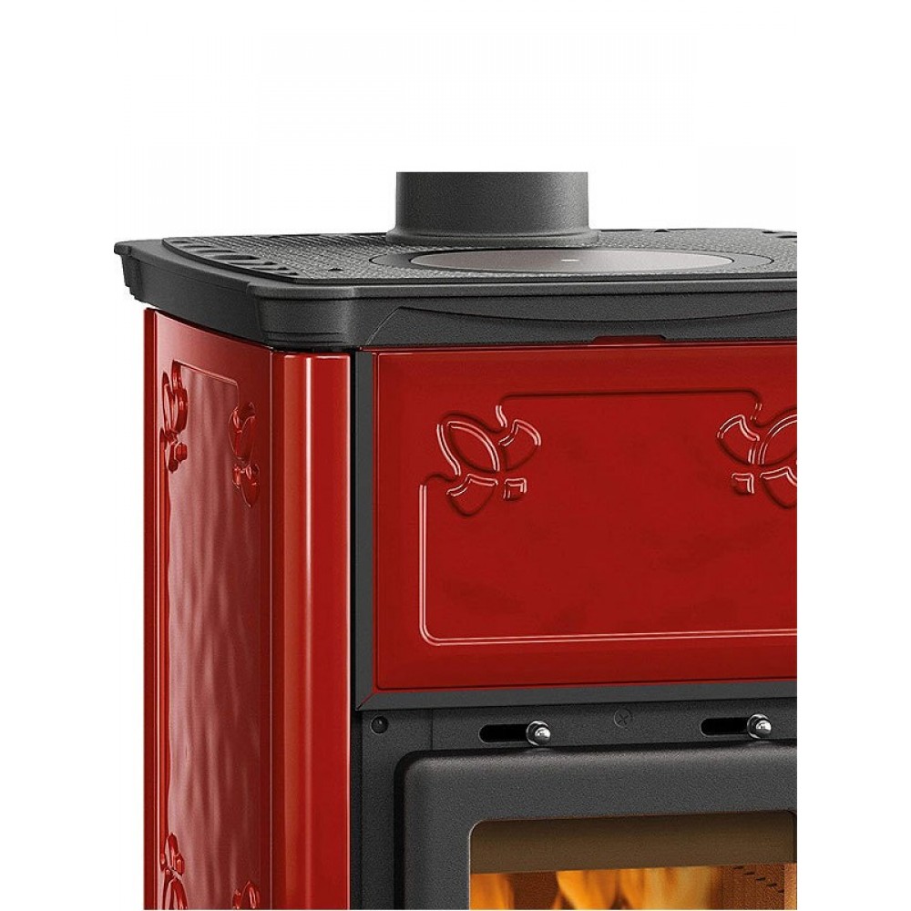 Italiaanse houtkachel met kookplaat La Nordica Emiliana, rood, 6.5kW | Houtkachels |  |