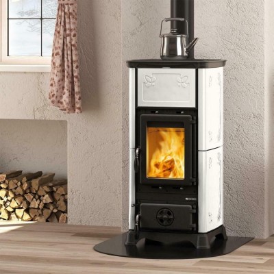 Italiaanse houtkachel met kookplaat La Nordica Emiliana, wit, 6.5kW - Productenvergelijking