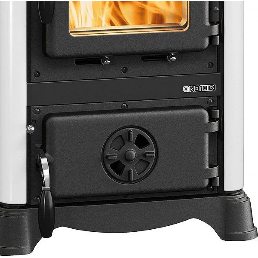Italiaanse houtkachel met kookplaat La Nordica Emiliana, wit, 6.5kW |  |  |