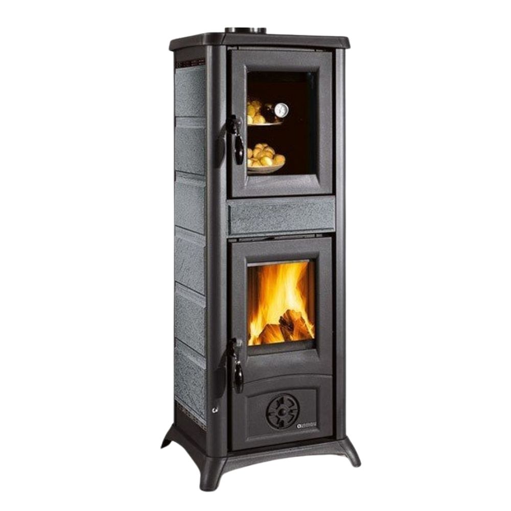 Italian wood burning stove with oven La Nordica Gemma Forno natural stone, 7.3kW |  |  |