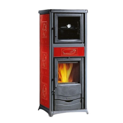 Italiaanse houtkachel met oven La Nordica Rossella Plus Forno Evo rood, 9.4kW - Italiaanse houtkachels en haarden