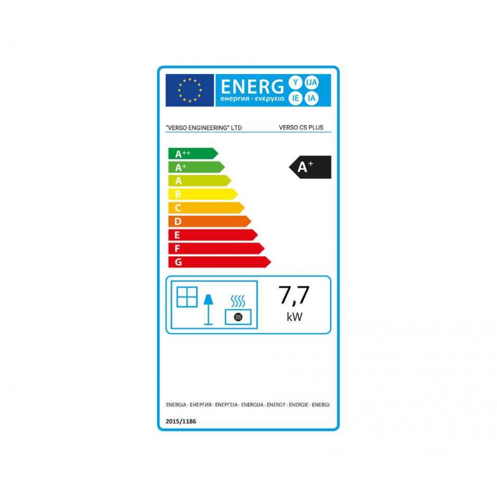 Hout fornuis Verso CS Plus met roestvrijstalen oven en keramische kookplaat, Rood, Rechts, 7.7kW | Houtkachels met oven | Houtkachels |