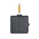 Grillpan gietijzer met opvouwbaar houten handvat, 24x24 cm | Grillpan gietijzer | Gietijzeren pan |