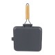 Grillpan gietijzer met opvouwbaar houten handvat, 24x24 cm | Grillpan gietijzer | Gietijzeren pan |