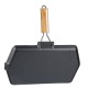 Grillpan gietijzer met opvouwbaar houten handvat, 35x21 cm | Grillpan gietijzer | Gietijzeren pan |