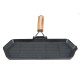 Grillpan gietijzer met opvouwbaar houten handvat, 35x21 cm | Grillpan gietijzer | Gietijzeren pan |