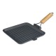 Grillpan gietijzer met opvouwbaar houten handvat, 28x28 cm | Grillpan gietijzer | Gietijzeren pan |