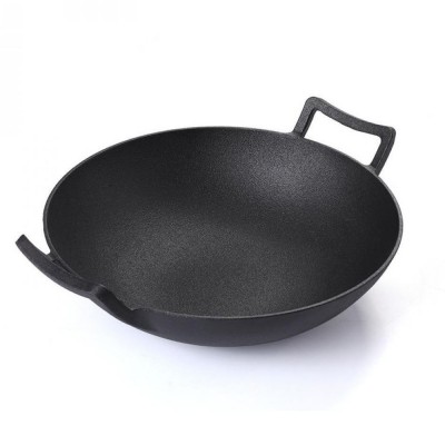 Gietijzeren pan wokmodel, Ф31 - Grillpan gietijzer