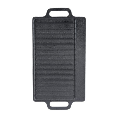 Dubbelzijdige gietijzeren grillplaat, 33x20 cm - Gietijzeren plaat