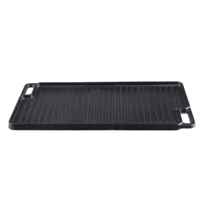 Dubbelzijdige gietijzeren grillplaat, 46x26 cm - Gietijzeren plaat