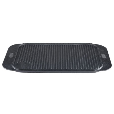 Dubbelzijdige gietijzeren grillplaat, 48x26 cm - Gietijzeren plaat