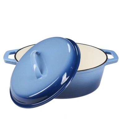 Geëmailleerde gietijzeren pot, Blauw, ovaal, 33x27см - Gietijzeren pot