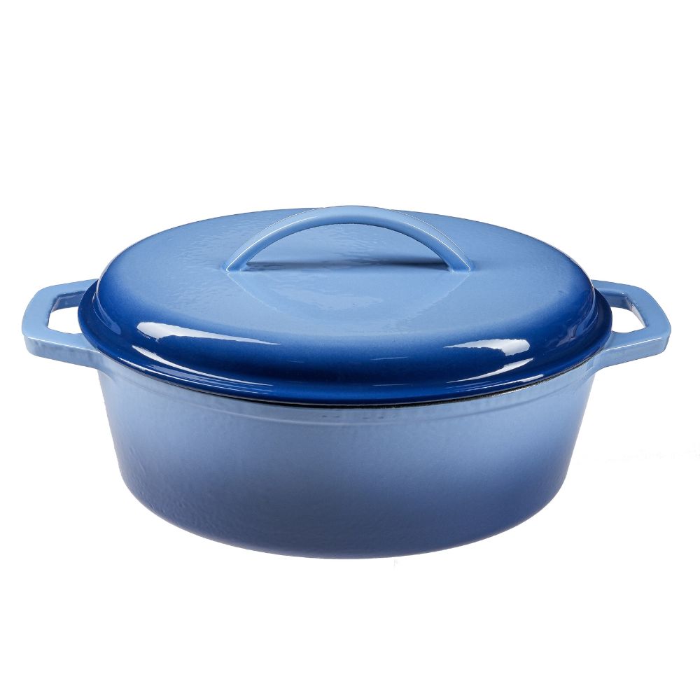 Geëmailleerde gietijzeren pot, Blauw, ovaal, 33x27см | Gietijzeren pot |  |