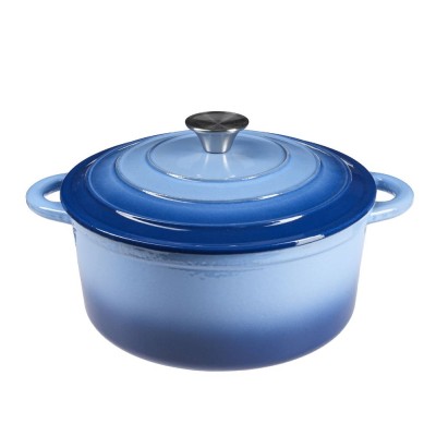 Geëmailleerde gietijzeren pot, Blauw, Ф22 - Gietijzeren pot