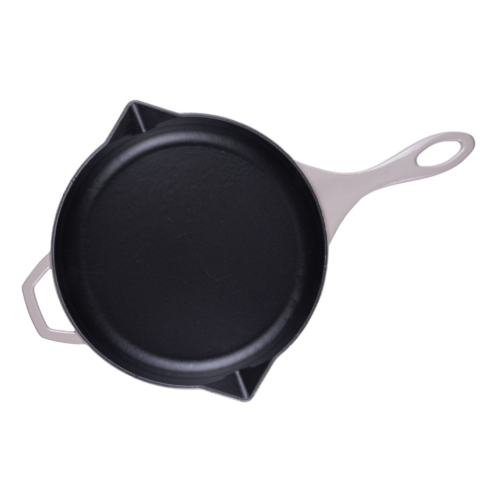 Geëmailleerde gietijzeren pan Hosse, Ivory, Ф28cm | Platte gietijzeren pan | Gietijzeren pan |
