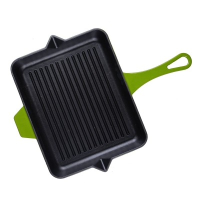 Geëmailleerde grillpan gietijzer Hosse, Bamboo, 26x32cm - Grillpan gietijzer