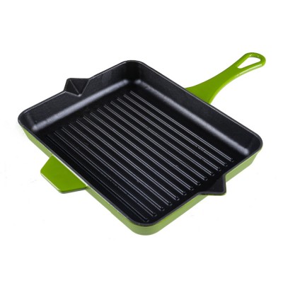 Geëmailleerde grillpan gietijzer Hosse, Bamboo, 26x32cm - Grillpan gietijzer