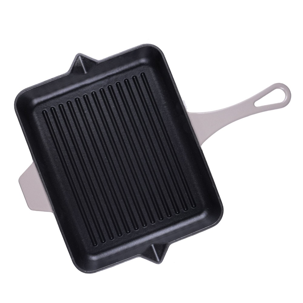 Geëmailleerde grillpan gietijzer Hosse, Ivory, 26x32cm | Grillpan gietijzer | Gietijzeren pan |
