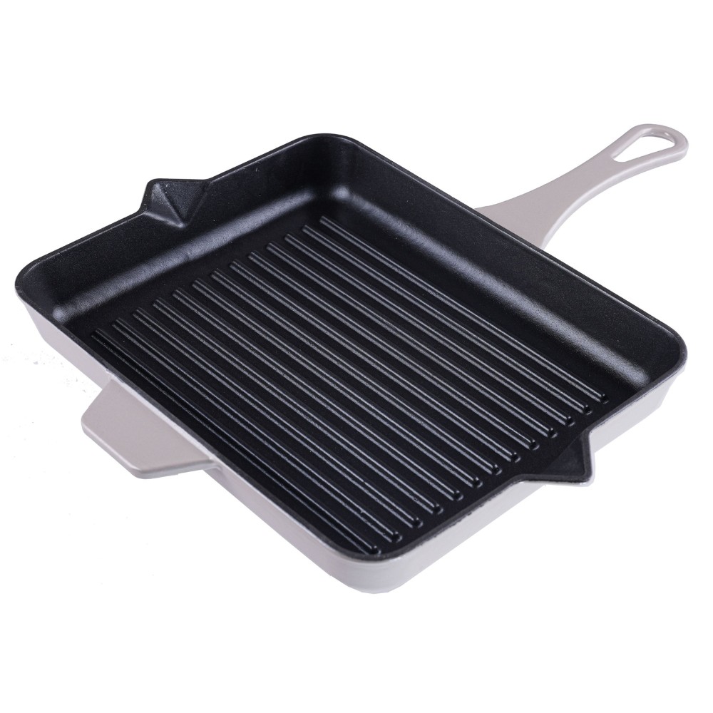 Geëmailleerde grillpan gietijzer Hosse, Ivory, 26x32cm | Grillpan gietijzer | Gietijzeren pan |
