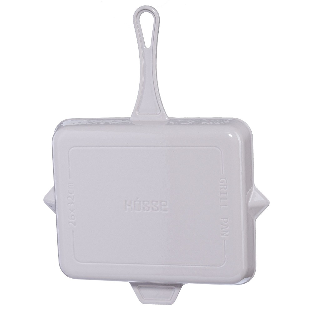 Geëmailleerde grillpan gietijzer Hosse, Ivory, 26x32cm | Grillpan gietijzer | Gietijzeren pan |