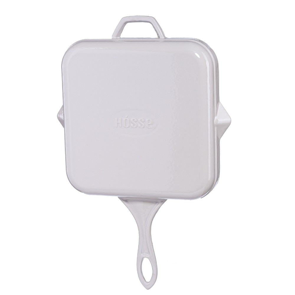 Geëmailleerde grillpan gietijzer Hosse, Ivory, 28x28cm | Grillpan gietijzer | Gietijzeren pan |
