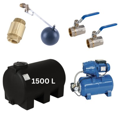 Kit "Drinkwater 1500L" met Mavil watertank (zwart, horizontaal) en hydrofoorpomp Speroni - Productenvergelijking