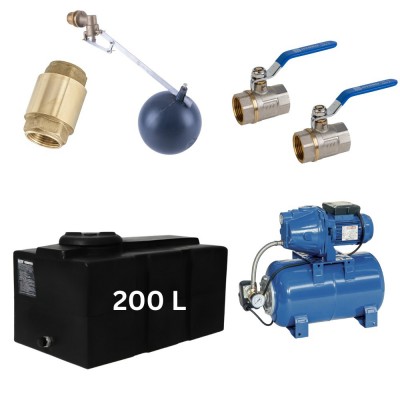 Kit "Drinkwater 200L" met watertank Loft Mavil (zwart) en hydrofoorpomp Speroni - Drinkwatertanks