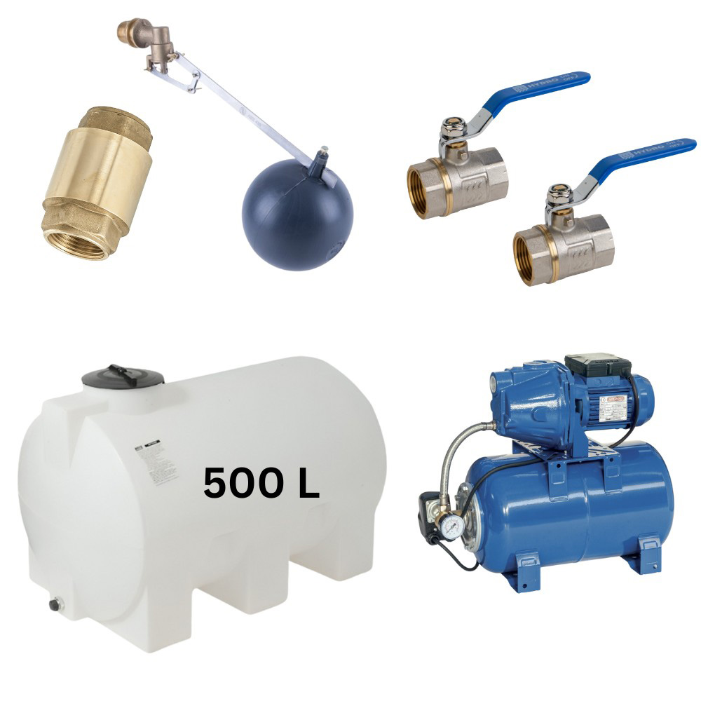Kit "Drinkwater 500L" met watertank Mavil (wit, horizontaal) en hydrofoorpomp Speroni | Drinkwatertanks |  |