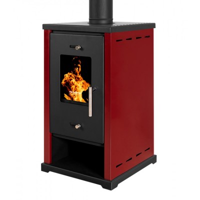 Houtkachel Prometey EKO Mini Bordeaux, 6.4 kW - Houtkachels