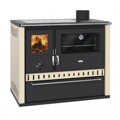 Hout fornuis Prity GT Ivoor, met keramische kookplaat en lade, 15 kW - Productenvergelijking