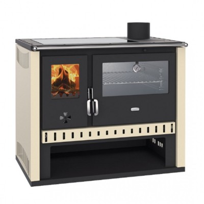 Hout fornuis Prity GT Ivoor, met roestvrijstalen oven en keramische kookplaat, 15 kW - Productenvergelijking